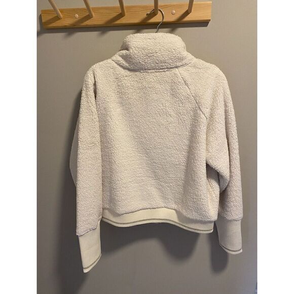 Athleta Tugga Sherpa Jacket Women's XL Beige Cropped Full Zip Fleece 486693 - Picture 2 of 6
